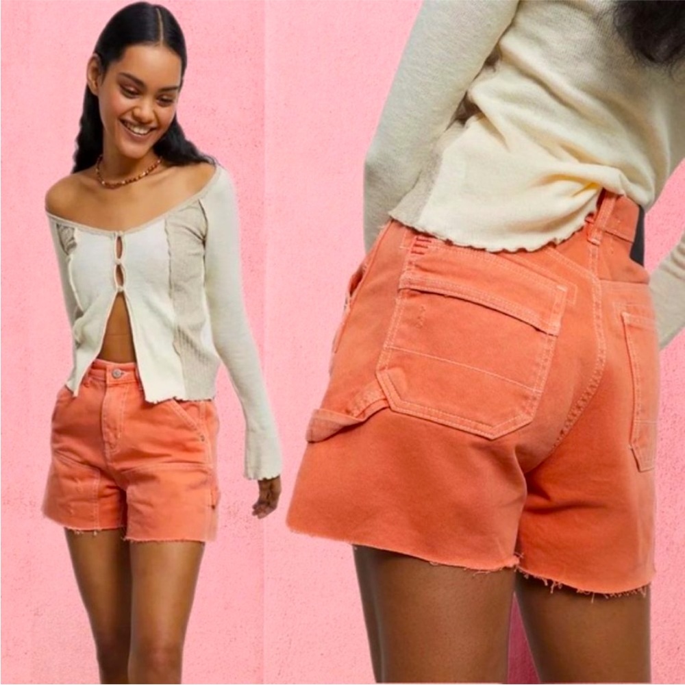 Urban Outfitters | BDG Cut Off Carpenter Short Dark Orange Rust Red New 27 Waist